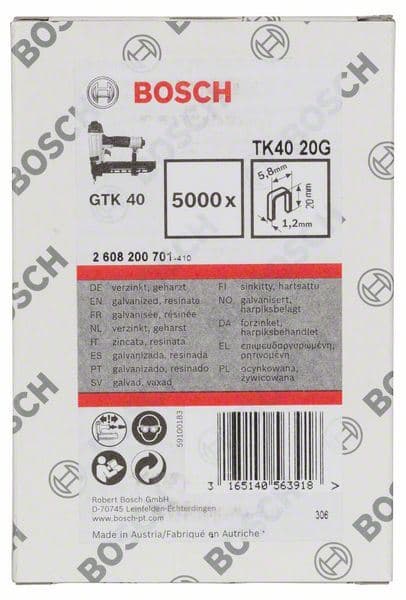 Spajalica TK40 20G Bosch 2608200701, 1,2 mm, 20 mm, pocinkovana - slika 2