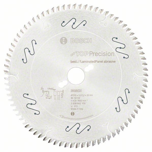 List kružne testere Top Precision Best for Laminated Panel Abrasive 250 x 30 x 3,2 mm, 80 Bosch 2608642109, 250 x 30 x 3,2 mm, 80 - slika 2