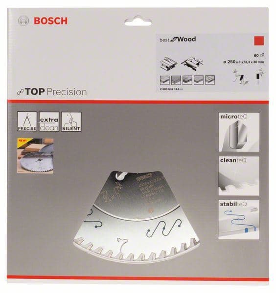 List kružne testere Top Precision Best za drvo 250 x 30 x 3,2 mm, 60 Bosch 2608642112