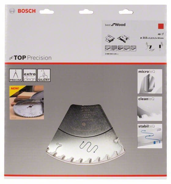List kružne testere Top Precision Best for Wood Bosch 2608642119, 315 x 30 x 3,2 mm, 48