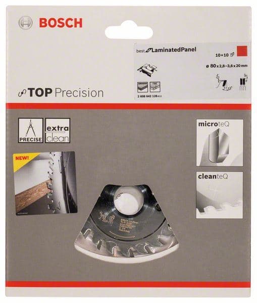 List za zasecanje Top Precision Laminated Panel Bosch 2608642126, 80 x 20 x 2,8-3,6 mm, 10+10