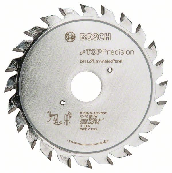 List za zasecanje Top Precision Laminated Panel Bosch 2608642130, 120 x 22 x 2,8-3,6 mm, 12+12 - slika 2