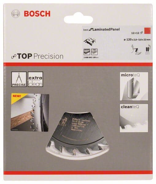 List za zasecanje Top Precision Laminated Panel Bosch 2608642130, 120 x 22 x 2,8-3,6 mm, 12+12