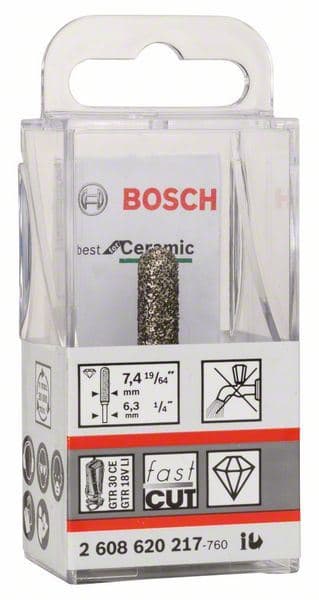 Dijamantska glodala Best for Ceramic Bosch 2608620217, 6,35 mm; D 7,4 mm; L 35 - slika 2