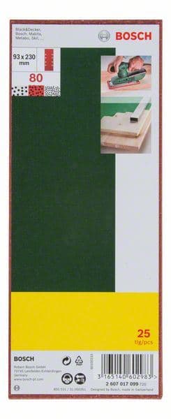 25-delni set brusnih listova za vibracionu brusilicu, 8 rupa, granulacija 80 Bosch 2607017099 - slika 2