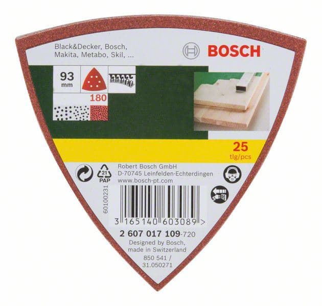 25-delni set brusnih listova za delta-brusilicu, granulacija 180 Bosch 2607017109 - slika 2
