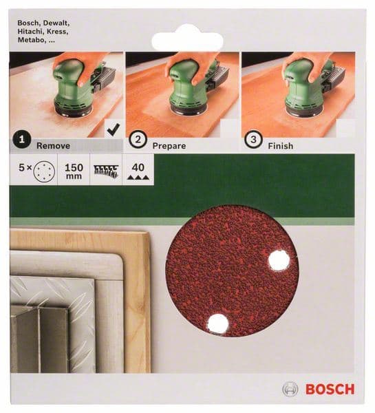 5-delni set brusnih listova za ekscentar brusilice Bosch 2609256A29 - slika 2