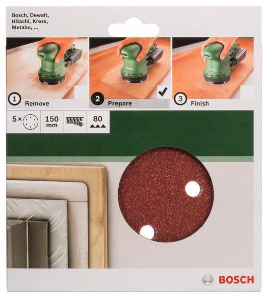 5-delni set brusnih listova za ekscentar brusilice Bosch 2609256A31 - slika 2