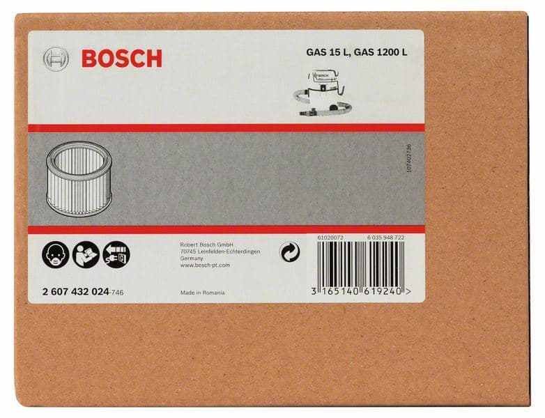 Naborani filter Bosch 2607432024, za GAS 15 L - slika 2
