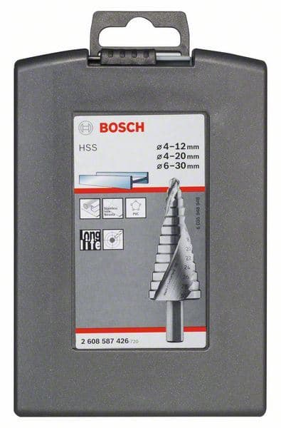 3-delni set stepenastih burgija HSS Bosch 2608587426, 4-12; 4-20; 6-30 mm - slika 2