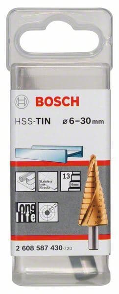 Stepenaste burgije HSS-TiN Bosch 2608587430, 6 - 30 mm, 10,0 mm, 93,5 mm - slika 2