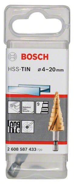 Stepenaste burgije HSS-TiN Bosch 2608587433, 4 - 20 mm, 70,5 mm - slika 2