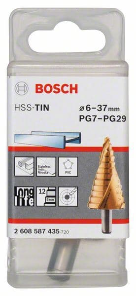 Stepenaste burgije HSS-TiN Bosch 2608587435, 6 - 37 mm, 10,0 mm, 93 mm - slika 2