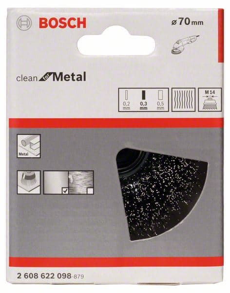 Talasasta obodna četka 75, čelična Bosch 2608622098, 75 mm, 0,3 mm, M14 - slika 2