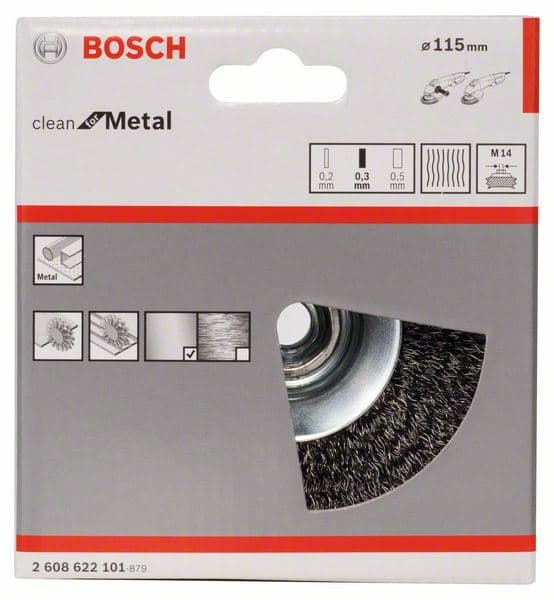 Talasasta pljosnata četka 115, čelična Bosch 2608622101, 115 mm, 0,3 mm, M14 - slika 2