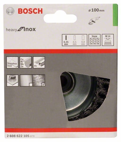 Pletena obodna četka 100, nerđajuća Bosch 2608622105, 100 mm, 0,35 mm, M14 - slika 2