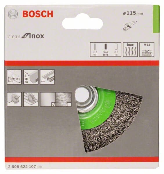 Točak od talasaste žice 115, nerđajući Bosch 2608622107, 115 mm, 0,3 mm, M14 - slika 2