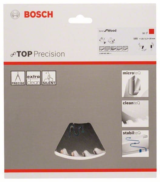 List kružne testere Top Precision Best za drvo 165 x 20 x 1,8 mm, 32 Bosch 2608642386