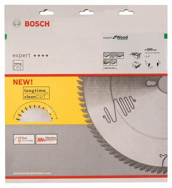 List kružne testere Expert za drvo 300 x 30 x 3,2 mm, 72 Bosch 2608642510