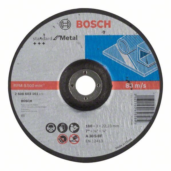 Rezna ploča ispupčena Standard for Metal Bosch 2608603161, A 30 S BF, 180 mm, 22,23 mm, 3,0 mm