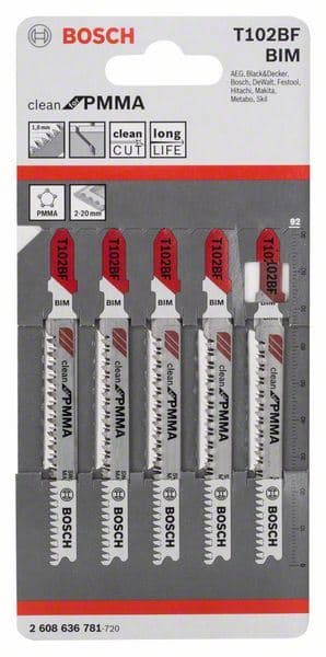 List ubodne testere T 102 BF Bosch 2608636781, Clean za PMMA - slika 2