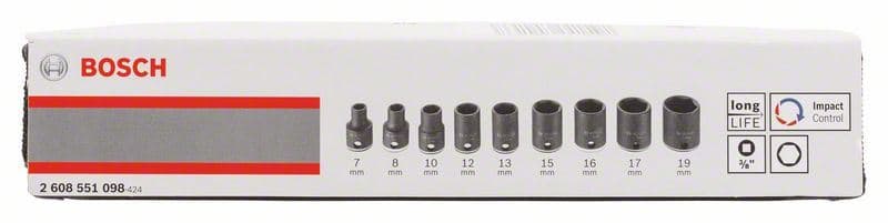 9-delni set umetaka nasadnih ključeva Bosch 2608551098, 30 mm; 7, 8, 10, 12, 13, 15, 16, 17, 19 mm - slika 2