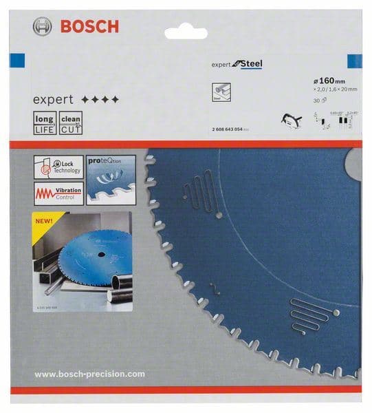 List kružne testere Expert for Steel 160 x 20 x 2,0 mm, 30 Bosch 2608643054, 160 x 20 x 2,0 mm, 30