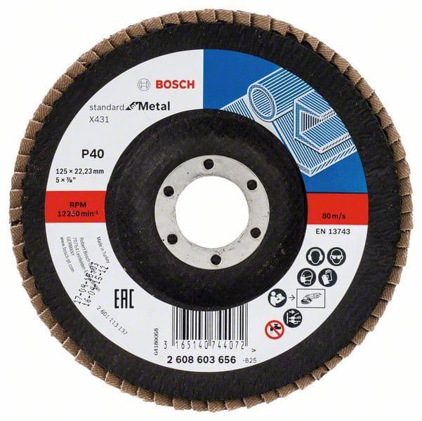 Lamelni brusni disk X431, Standard for Metal Bosch 2608603656, 125 mm, 22,23 mm, 40