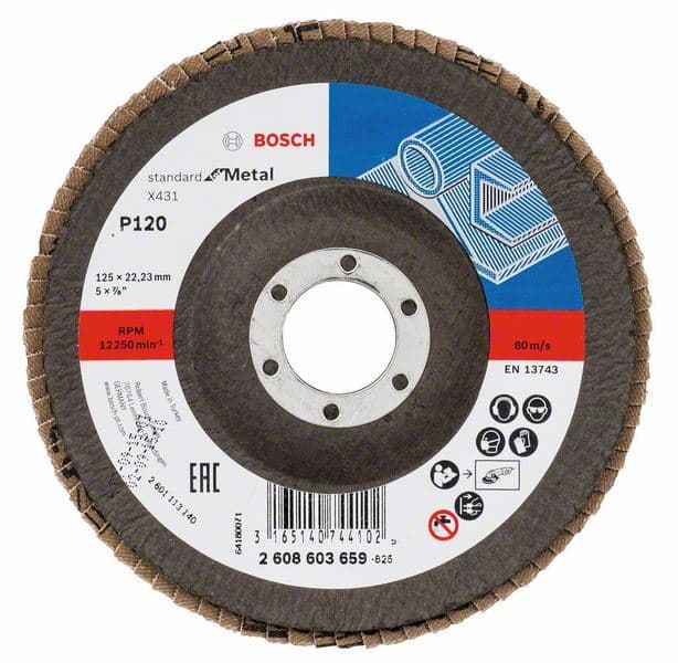 Lamelni brusni disk X431, Standard for Metal Bosch 2608603659, 125 mm, 22,23 mm, 120