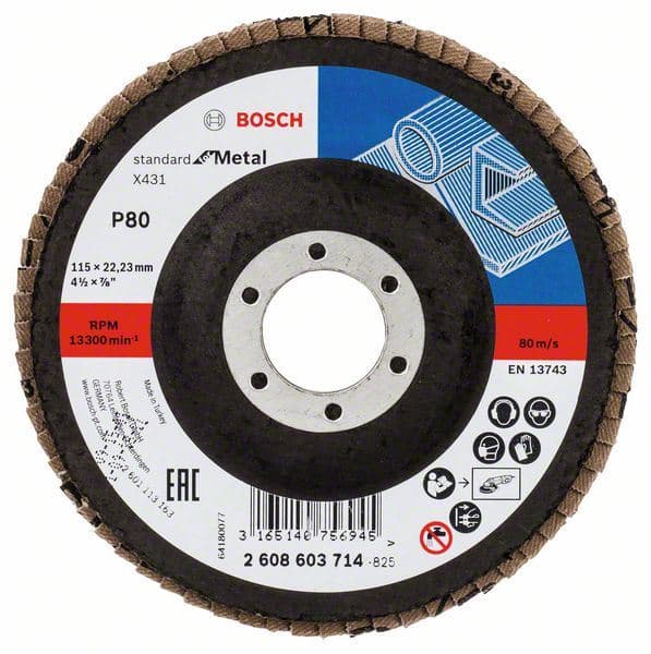 Lamelni brusni disk X431, Standard for Metal Bosch 2608603714, 115 mm, 22,23 mm, 80