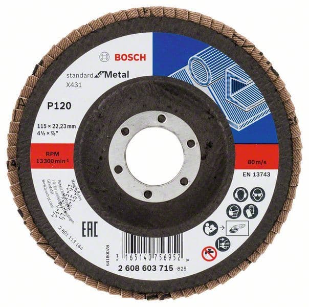 Lamelni brusni disk X431, Standard for Metal Bosch 2608603715, 115 mm, 22,23 mm, 120