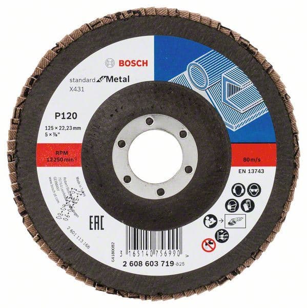 Lamelni brusni disk X431, Standard for Metal Bosch 2608603719, 125 mm, 22,23 mm, 120