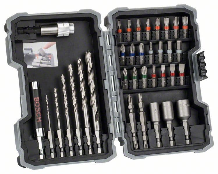 35-delni set burgija i bitova odvrtača Bosch 2607017327, PH1; PH2; PH3; PZ1; PZ2; PZ3; SL3; SL4; SL5; SL6; H3; H4; H5; H6; T10; T15; T20; T20; T25; T27; T30; T40