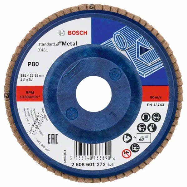 Lamelni brusni disk X431, Standard for Metal Bosch 2608601272, 115 mm, 22,23 mm, 80