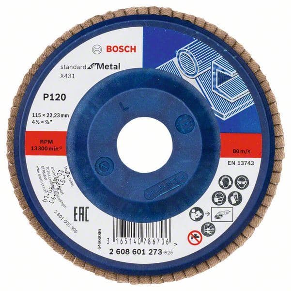 Lamelni brusni disk X431, Standard for Metal Bosch 2608601273, 115 mm, 22,23 mm, 120