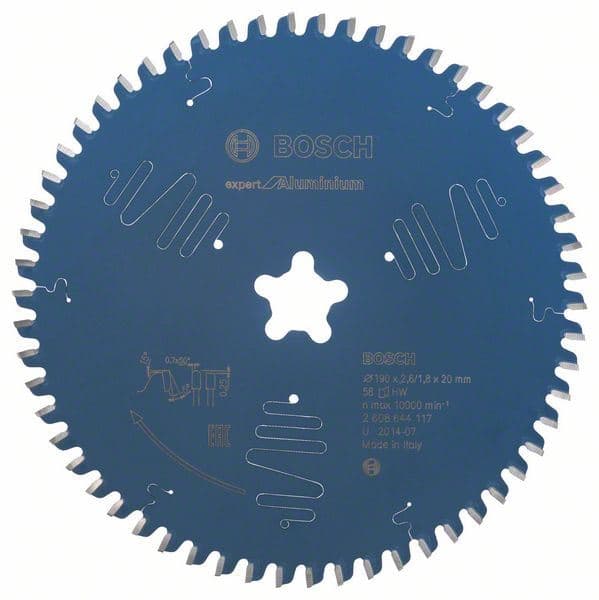 List kružne testere Expert for Aluminium Bosch 2608644117, 190 x 2,6 mm, 58 - slika 2