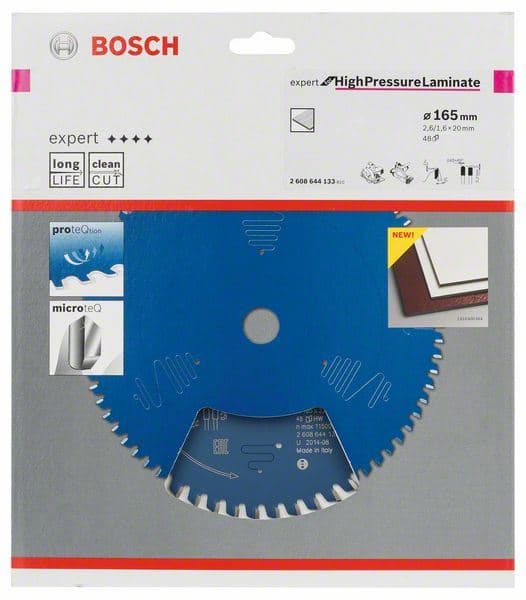 List kružne testere Expert for High Pressure Laminate Bosch 2608644133, 165 x 20 x 2,6 mm, 48