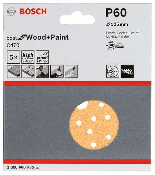 Brusni list C470, pakovanje od 5 komada Bosch 2608608X72, 125 mm, 60 - slika 2