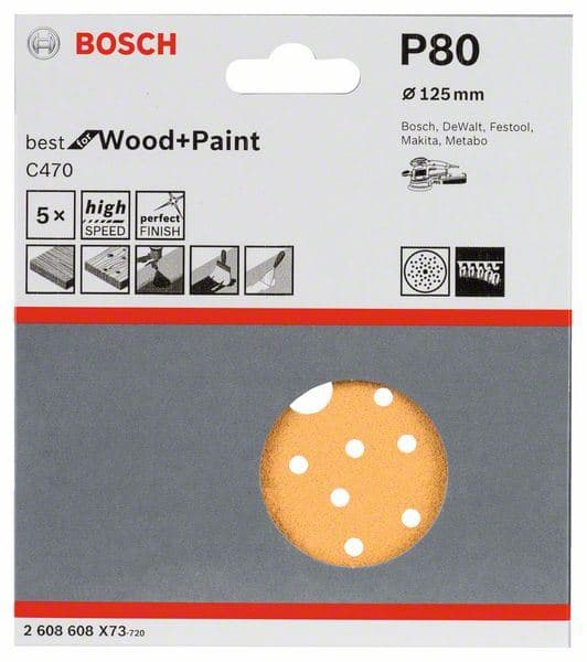 Brusni list C470, pakovanje od 5 komada Bosch 2608608X73, 125 mm, 80 - slika 2