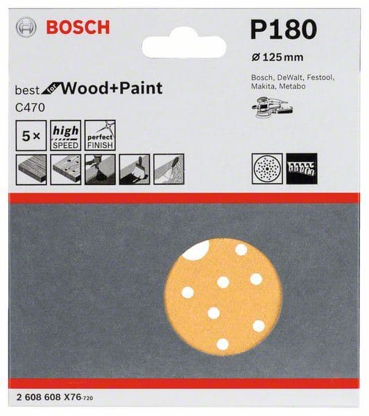 Brusni list C470, pakovanje od 5 komada Bosch 2608608X76, 125 mm, 180 - slika 2