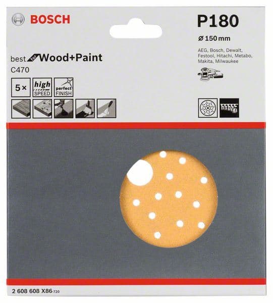Brusni list C470, pakovanje od 5 komada Bosch 2608608X86, 150 mm, 180 - slika 2