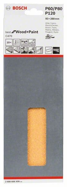 Brusni list C470, pakovanje od 10 komada Bosch 2608608X99, 93 x 230 mm, 3 x 60; 4 x 80; 3 x 120 - slika 2