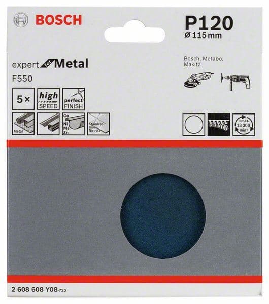 Brusni list F550, pakovanje od 5 komada Bosch 2608608Y08, 115 mm, 120 - slika 2