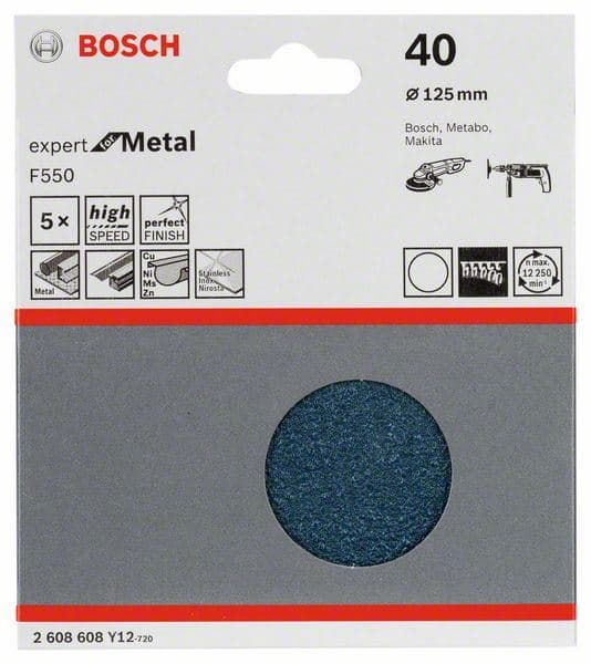 Brusni list F550, pakovanje od 5 komada Bosch 2608608Y12, 125 mm, 40 - slika 2