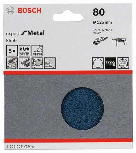 Brusni list F550, pakovanje od 5 komada Bosch 2608608Y15, 125 mm, 80 - slika 2