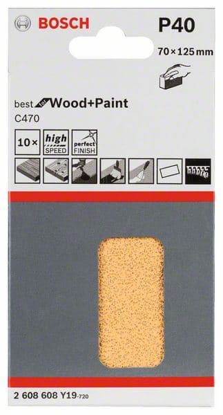 Brusni list C470, pakovanje od 10 komada Bosch 2608608Y19, 70 x 125 mm, 40 - slika 2