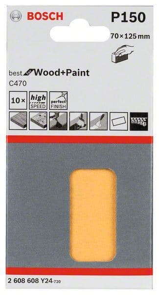 Brusni list C470, pakovanje od 10 komada Bosch 2608608Y24, 70 x 125 mm, 150 - slika 2
