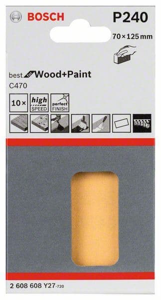 Brusni list C470, pakovanje od 10 komada Bosch 2608608Y27, 70 x 125 mm, 240 - slika 2