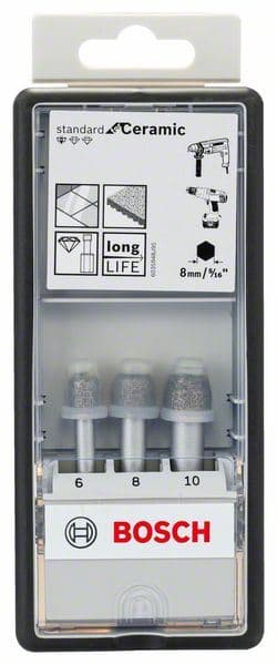 3-delni Robust Line set dijamantskih burgija Standard for Ceramic Bosch 2607017341, 6 mm; 8 mm; 10 mm