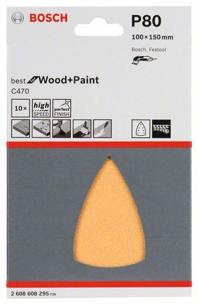 Brusni list C470, pakovanje od 10 komada Bosch 2608608Z95, 100x150 mm, 80 - slika 2